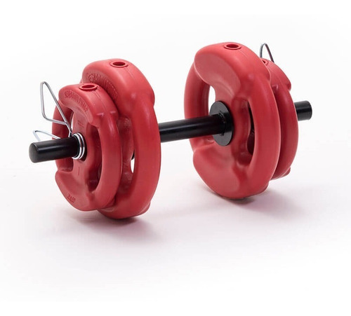 Imagen 2 de 7 de Kit 2 Mancuernas Con Topes + 14 Kg Set Discos Con Manija
