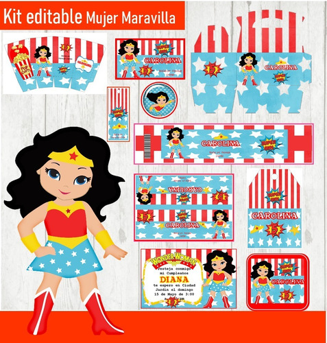 Kit Imprimible 3x1 Mujer Maravilla