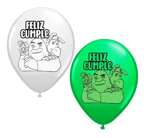 Shrek Globos De Latex 100 Piezas Fiesta Party