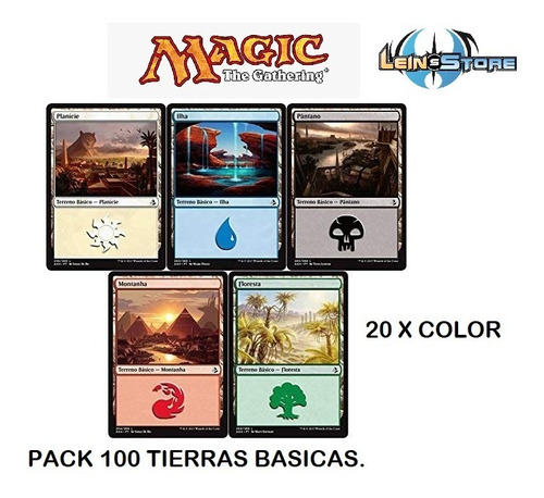 Lote Magic 100 Tierras Basicas Al Azar 20 X Color