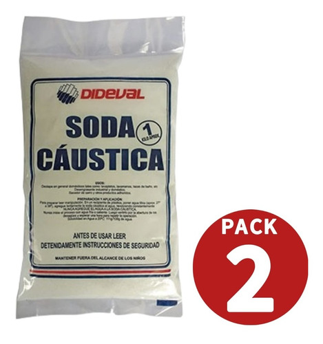 Soda Caustica Perlas Bolsa 1 Kilo Pack 2 Unidades