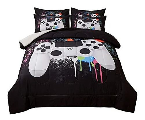 Akkialla Juego De Ropa De Cama Gamer Para Niños, Twin, 2