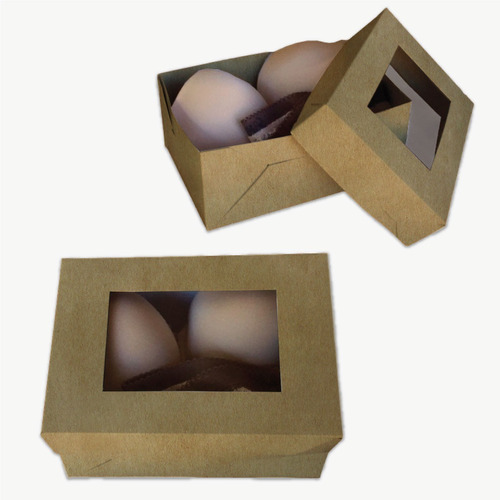 Caja Para Lenceria Corseteria Ventana Pvc Kraft Pack X 50 U