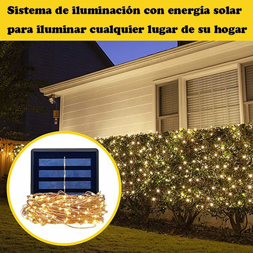 Imagen 4 de 7 de Guirnalda De Luces Solares Exteriores Decoracion 10m 100 Led
