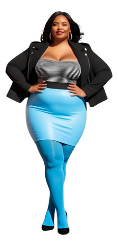 Mallas Pantimedias Colores Talla Xg Plus Moda Opaca Turquesa Turquesa Xg