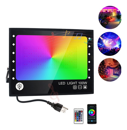 Reflector Led Rgb Multicolor Exterior Ip66 Fiesta Jardín100w