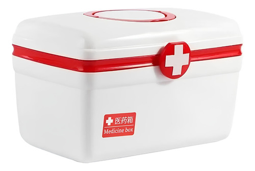 Caja Organizadora De Medicina De Doble Capa / Gran Capacidad Color Rojo