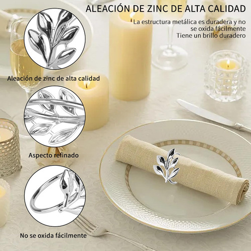 20 Servilletas De Hojas De Metal Para Decoración De Mesa