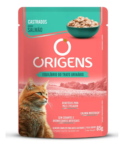 Origens Sachê Gatos Castrados Salmão 85g Ração Úmida