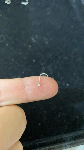 Piercing en punta para nariz, plata 925, bola o piedra de color plateado