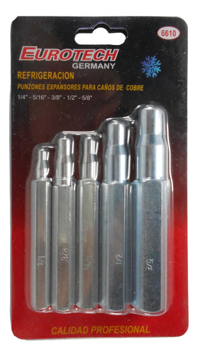 Set Juego 5 Punzones Expansores Caño Refrigeracion Eurotech