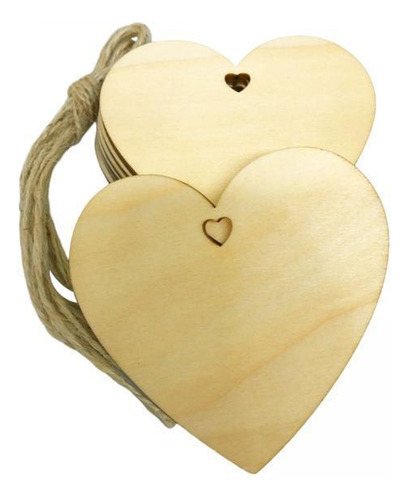 6 X 10 Piezas De Madera Corazón Rebanadas Navidad Boda