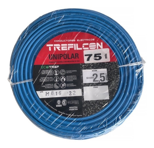 Cable Unipolar 2.5mm Normalizado Trefilcon Rollo X 75mts E.a