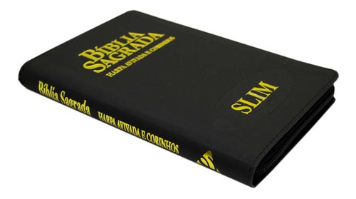Bíblia Sagrada Rc Slim Com Harpa E Corinhos Média Capa Zíper Preta