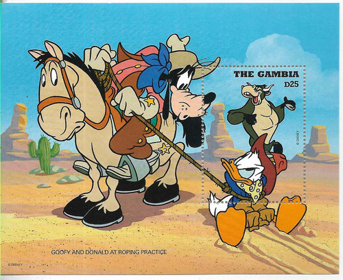 #19198 Disney Gambia Mickey Goofy Comic Pelicula S/hoja Mnh