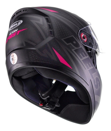 Imagem 6 de 6 de Capacete Feminino Moto Peels Icon Fast Preto Rosa C/ Óculos