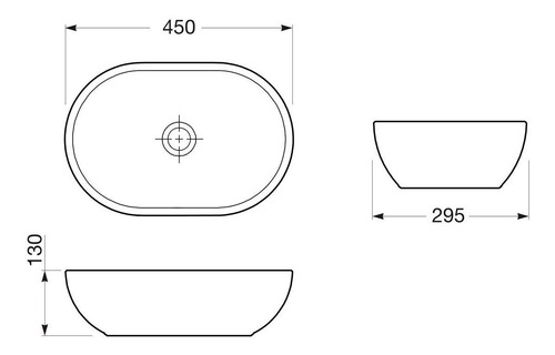 Imagen 2 de 5 de Bacha Baño Lea Oval 450x295 Mm Ovalada Sobre Encimera P