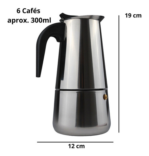 Cafeteira Expresso Italiana Inox 6 Cafés Xícaras Aço Inox