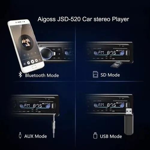 Reproductor Mp3 1 Din Con Bluetooth Y Auxiliar Para Auto