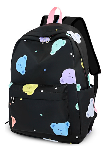3 Peças Mochila E Estojo Casual Bolsas Dia A Dia Juvenil Cor Preto