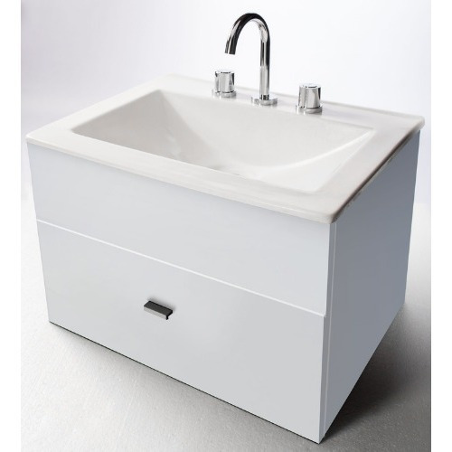 Imagen 6 de 8 de Vanitory Colgante Colgar Laqueado 60cm Bacha Marmolina Bco