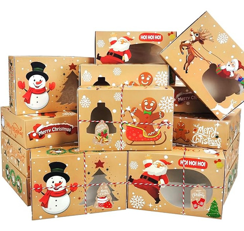 Nc 20 Cajas Galletas Navidad Con Ventana Cajas Grandes Alime