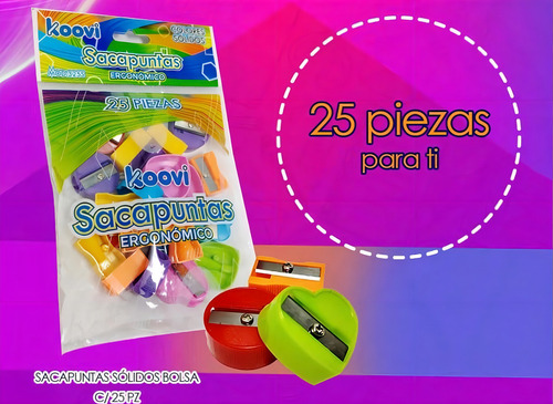 Sacapuntas En Bolsa 25 Piezas Colores Sólidos Koovi