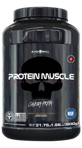 Protein Muscle Black Skull - 900g (blend Proteínas) Caveira Sabor Caramelo