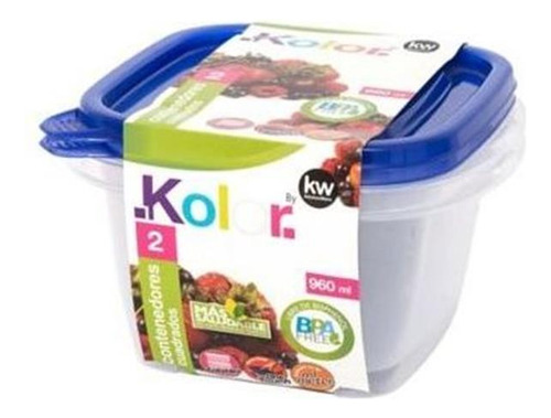 Combo Set X 2 Recipientes De Cocina 960ml Cuadrado