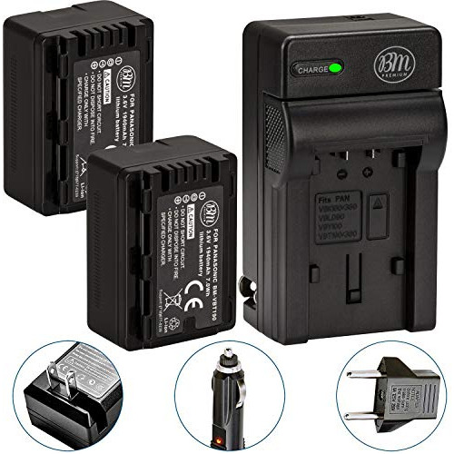 2 Pack De Baterías Vw Vbt190 Y Cargador De Batería Hc...