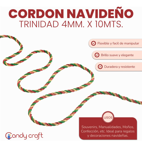 Cordon Navideño Trinidad 4mm X 10mts