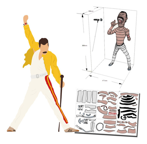 Freddie Mercury Figura 80 Cm Papercraft