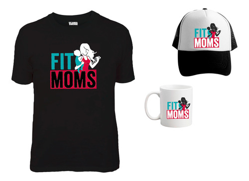 Combo Polera Taza Gorra Mama Fitness