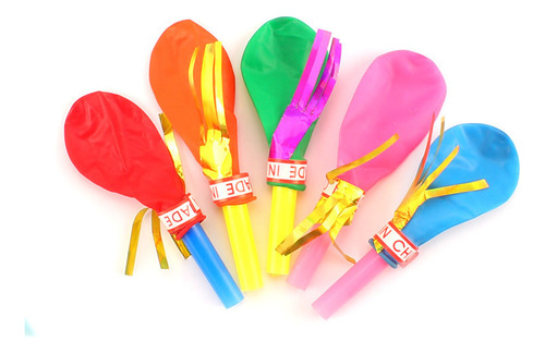 50 Uds Globos De Látex Con Silbato Para Fiestas Cumpleaños