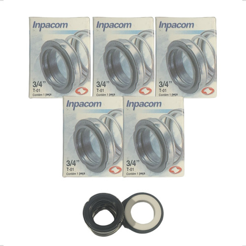 Kit 5 Selo Mecânico Inpacom 3/4 Tipo 01 Inox Comum T-01 12ms