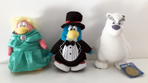 Conjunto 3 Pelúcias Club Penguin Original Importadas