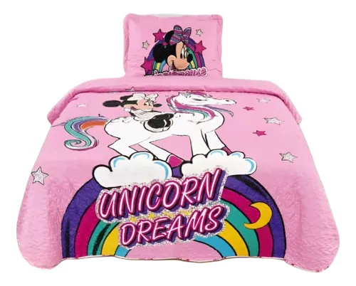 Cubrecama Quilt Minnie Plaza Y Media+ Funda Almohada Minni