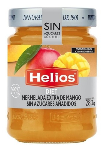 Mermelada Helios Diet Sin Azucar 60 % Fruta Mango 280 Gr