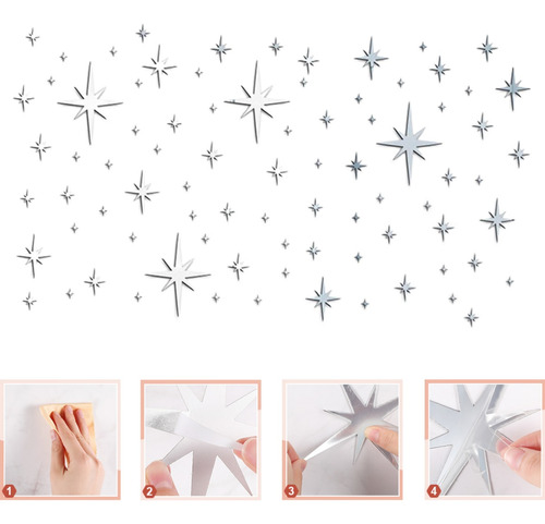 Pegatina De Pared De Espejo De Estrella De Acrílico 164pcs