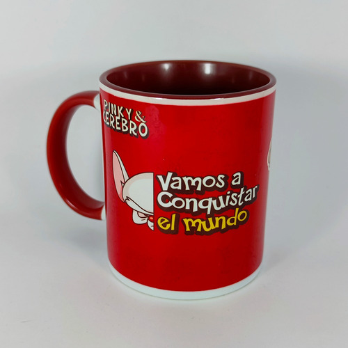 Taza Pinky Y Cerebro De 11oz, Con Interior Y Oreja Rojos