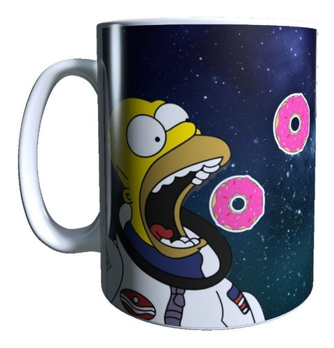 Taza Homero Comiendo Donas En El Espacio . Los Simpsons.