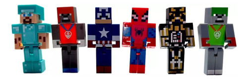 Kit Cartelado 6 Bonecos Minecraft Herois Marvel Vingadores