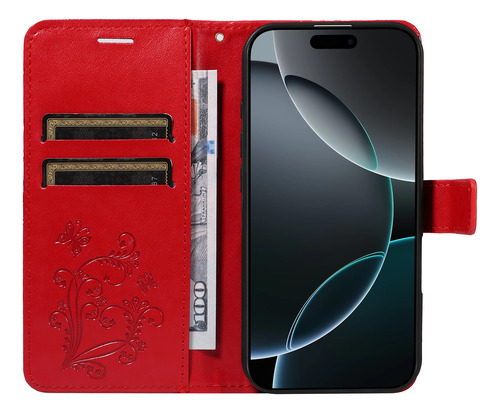 Funda Multifuncional De Piel Sintética Para Samsung Galaxy A Series, Funda Protectora Con Tapa En Relieve, Color Rojo