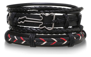 Brazalete Pulsera Cuero Guitarra Hombre