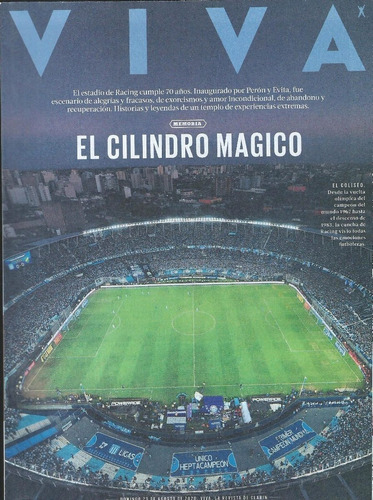 Revista Viva La Cancha De Racing Cumplio 70 Años Futbol