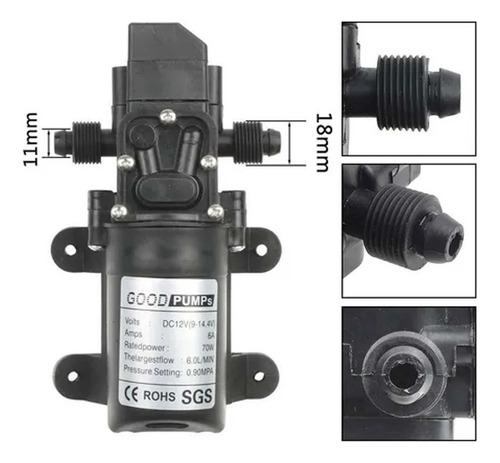 Bomba De Agua De Diafragma De Presión Para Jardín 12v 130psi