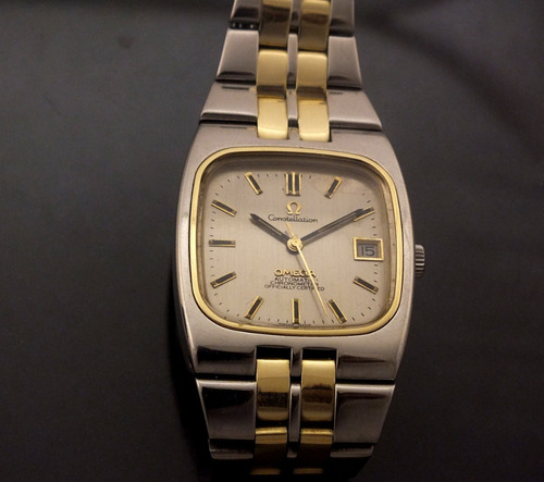 Omega Constellation Aço E Ouro Maciço 18k Relogio Automatico Chronometer Calendario Segundeiro Tinge Assinado J21693