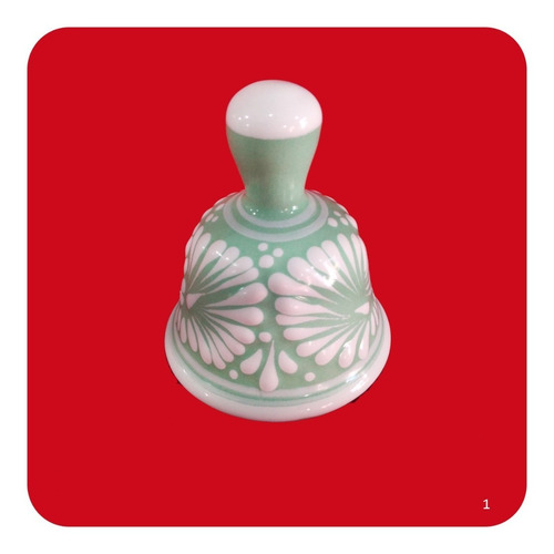 Set De 50 Campanas Verdes Talavera Poblana Recuerdos 6x5 Cm