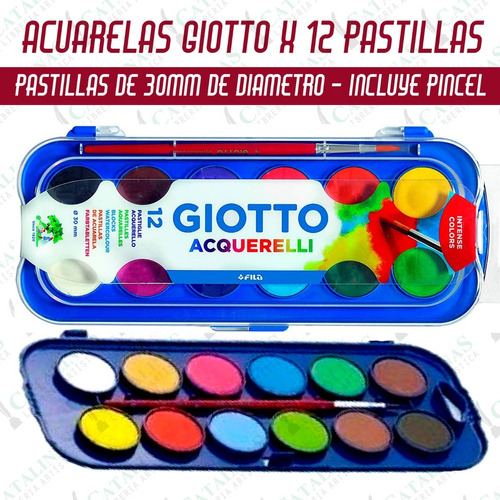 Acuarelas Grandes Giotto X12 Colores Es/plastico Microcentro