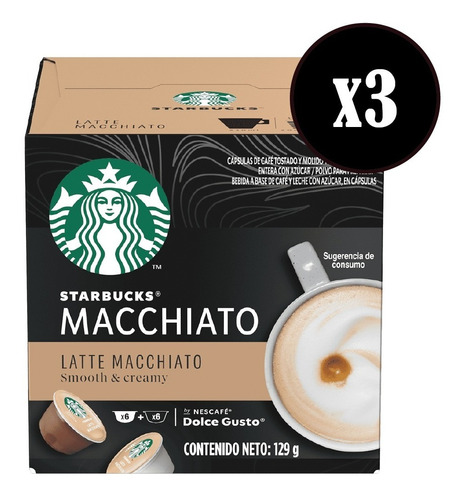 Cápsula Café Starbucks Latte Macchiato X3 Cajas De 12u